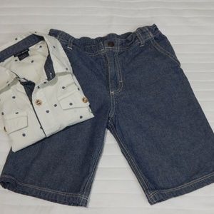 Lucky Brand outfit boy button shirt & shorts sz 7